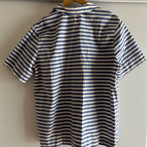 Everlane Poplin Mazarine Blue & Bone Shirt, Large - Picture 4 of 6